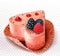 Pink heart shaped cupcake decorated with berries