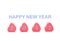 Pink heart on white background with happy new year 2017 blue col