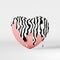 Pink heart in Zebra paint splash glossy glaze 3d rendering Striped Animal print Valentines day advertising design elemen