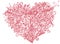 Pink heart in zentangle style. Isolated on white background. Herbal pattern for adult coloring book anti stress Line art.