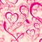 Pink Hearts Design On A Heart Background