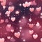 Pink hearts and fairy lights, seamless repeating background. Love or Valentine\\\'s Day theme. Fantasy