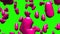 Pink hearts on green chroma key