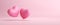 Pink hearts levitated on pink background. Minimal valentines day concept with copy space