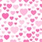 Pink hearts seamless pattern. Random scattered hearts background. Love or Valentine theme. Vector illustration