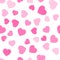 Pink hearts seamless pattern. Random scattered hearts background. Love or Valentine theme. Vector illustration