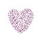 Pink hearts vector illustration, lace heart with ornament and pattern of flowers and leaves, suitable for the decoration