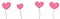 Pink hearts, wavy line art drawing on white background