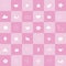 Pink Ñheck plaid pattern with doodle elements