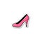 Pink high heel shoe - isolated flat sticker on white background