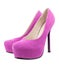 Pink high heeled shoes on white