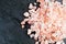 Pink Himalayan coarse grain salt texture. Top view