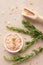 Pink Himalayan salt with fresh rosemary twigs