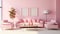 Pink home interior design in minimalistic and barbie style