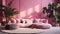 Pink home interior design in minimalistic and barbie style