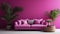 Pink home interior design in minimalistic and barbie style, magenta colors
