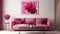 Pink home interior design in minimalistic and barbie style, magenta colors