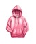 Pink hoodie isolated on white background.