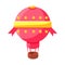 Pink Hot Air Baloon Aircraft, Fairy Tale Candy Land Fair Landscaping Element In Childish Colorful Design Isolated Object