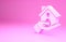 Pink House insurance icon isolated on pink background. Security, safety, protection, protect concept. Minimalism concept