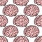 Pink human brain seamless pattern