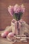 Pink hyacinths and easter eggs