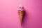 Pink ice cream on barbie pink background