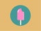 Pink ice cream icon. Eskimo simple colored outline illustration. Summer food.