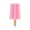 Pink ice cream on the stick. Isolated. Flat design style.