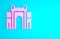 Pink India Gate in New Delhi, India icon isolated on blue background. Gate way of India Mumbai. Minimalism concept. 3d