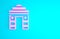 Pink India Gate in New Delhi, India icon isolated on blue background. Gate way of India Mumbai. Minimalism concept. 3d