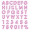 Pink inflatable balloons letters, numbers, exclamation, interrogative and percent sign