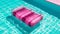 Pink inflatable matress in the pool, summer concept. Ai generated