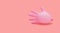 Pink inflated rubber glove on a pink background. Prevention of coronavirus, covid-19. Minimal healthcare concept