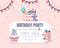 Pink invitation with background of stars for a birthday party. Vector illustration.