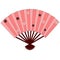 Pink japanese hand fan with flowers