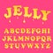 Pink jelly alphabet. Glossy letterhead design. Vector candy letters