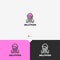 Pink Jellyfish Logo Design Template. Simple and Clean Outline Style. Color and Monochromatic Version.