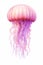Pink jellyfish on a white background. Generated AI