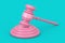 Pink Judge Gavel and Sound Block as Duotone Style. 3d Rendering