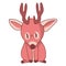 Pink kawaii cartoon sitting deer animal illustration. cute girly doe with antler. Childish hand drawn style. For baby