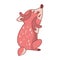 Pink kawaii cartoon sitting deer animal illustration. cute girly doe with flower crown. Childish hand drawn style. For