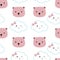 Pink kawaii seamless pattern with cloud