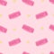 Pink keyboard for girls vector seamless pattern. Cute pink gaming keyboard with cat paw and hearts