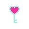 Pink keys, locks and hearts isolated vector elements