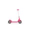 Pink kick scooter or balance bike icon. Flat push scooter isolated on white