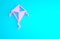 Pink Kite icon isolated on blue background. Minimalism concept. 3d illustration 3D render