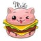 Pink Kitten burger isolated on a white background