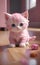 Pink kitten on a floor ai generated