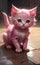 Pink kitten on a floor ai generated